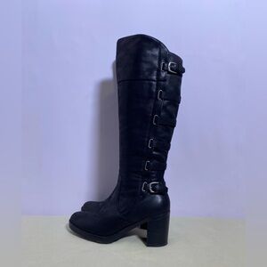 BareTraps Black Heeled Buckle Boots